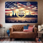 8x6ft American 250 Years of Freedom Banner Backdrop Patriotic American Flag Photography Background 4th of July Independence Day 250th Anniversary USA Party Decorations Supplies - Image 4