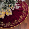 Burgundy Christmas Tree Skirt 30 Inch - Velvet Luxury Baroque Decor by Scritism
