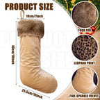 Blueweenly 4 Pcs Leopard & Solid Velvet Christmas Stockings, 18 Inch - Image 2