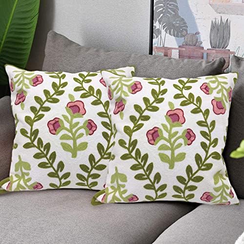Alysheer Embroidered Decorative Throw Pillow Cover 18"x 18" Set of 2, Pink - Image 4