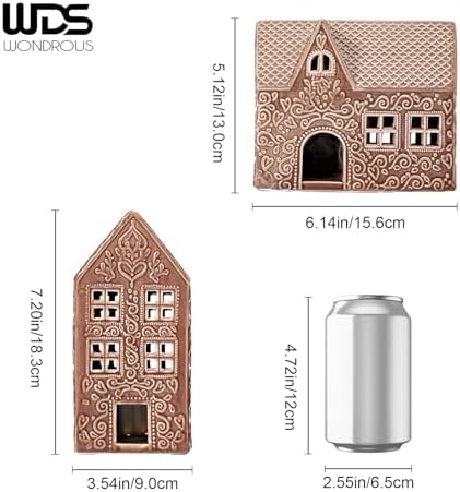 WDS WONDROUS Ceramic Christmas Gingerbread House Decor, Light Up Houses - Image 3