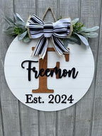 Wood front door sign Wood sign Home decor Welcome sign Sign for front door House warming gift Wedding gift (Last name-DS015(A1) S007, 22" Width) - Image 2