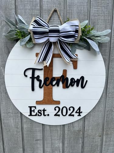 Wood front door sign Wood sign Home decor Welcome sign Sign for front door House warming gift Wedding gift (Last name-DS015(A1) S007, 22" Width) - Image 2