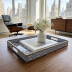 Boho Decorative Tray, Modern Blue Serving Tray with Handles, Ottoman Trays Set of 2, Plastic Coffee Table Tray for Living Room, Bathroom, Kitchen, Decor, Large 15.7”*11.8”, Small 13.7"*9.8" - Image 4