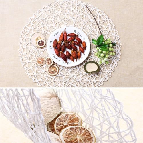 IcosaMro Round Woven Placemats Set of 12 for Dining Table, 15 Inches Paper Boho Decorative Circle Place Mats for Wedding Christmas Thanksgiving Day Holiday Dinner (White) - Image 3