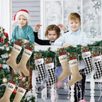 Tatuo 12 Pack Christmas Burlap Stockings Hanging,Light Brown, Black White - Image 7