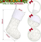 Amorita White Christmas Stockings Set of 6 - Lage Elegant Xmas Stockings with Silver Christmas Tree Snowflake Designs, Fluffy Grey and White Christmas Stockings for Holiday Party Decorations 20 inch - Image 2