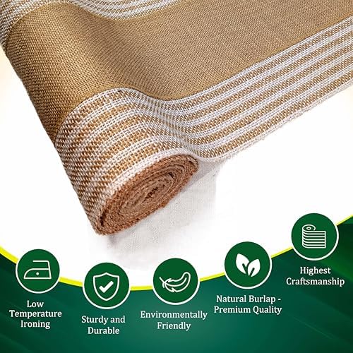 Decorative Table Runner (Pack of 6) – 12”x 108” – Natural on Stripe Rustic Farmhouse Table Runner with Finished Edge – Burlap Runner for Home Decor, Weddings and Christmas - Image 3