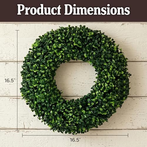 Pure Garden 16.5-Inch Boxwood Wreath Set of 2 - Round UV Resistant Artificial Spring, Winter, Fall, or Summer Wreath - Indoor/Outdoor Summer Wreaths for Front Door - Image 3