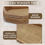 Wood Rustic Decorative Tray with Braided Farmhouse Wooden Serving Tray - Image 2