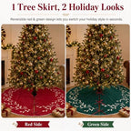 Fanfanwin Velvet Christmas Tree Skirt 48'' Double Sided Red Green Vintage - Image 4