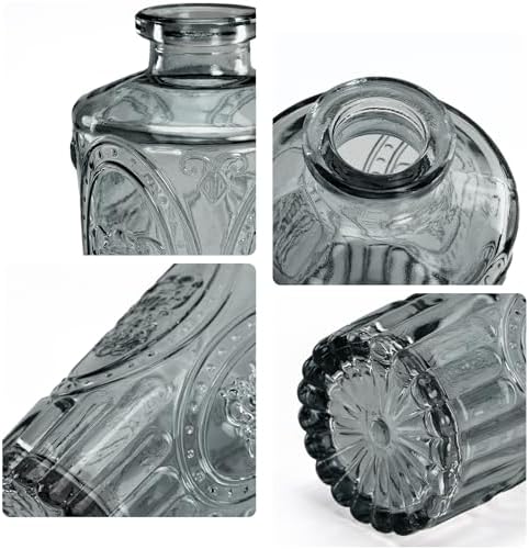 Small Glass Vase Set of 12, Grey Bud Vases for Centerpiece Table Decorations, Boho Vintage Flower Vases in Bulk, Mini Vase Decorative for Wedding Party Baby Shower Birthday Home Decor - Image 6