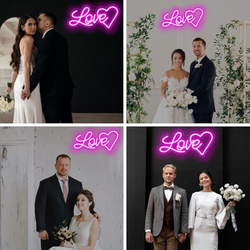 Love Neon Sign Wedding Neon Sign, Neon Heart Light for Wall Decor Engagement Personalized Gifts, Proposal Birthday Party Girls, Valentine's, Anniversary, Room Bathroom Decoration Gift - Image 6