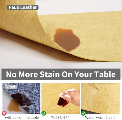 Maxpearl Faux Leather Placemats Set of 8, Easy to Clean, Light Yellow - Image 4