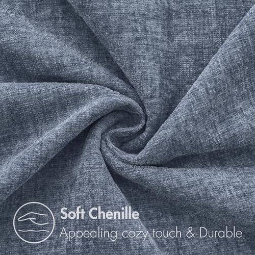 MIULEE Soft Chenille Throw Pillow Covers Dark Grey Blue 20x20 Pack of 2 - Image 2