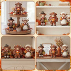 Simgoing 3 Pcs Fall Highland Cow Figurines Pilgrim and Turkey Cow Decor - Image 5