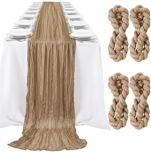 LemonRoad 4 Pcs 20ft Cheesecloth Table Runners Boho Gauze, Nude by Unknown