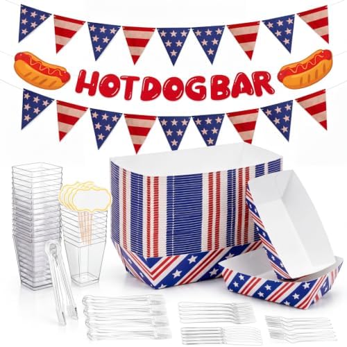Suclain 150 Pcs Hot Dog Bar Party Supply, 4th of July Patriotic Decoration by Suclain