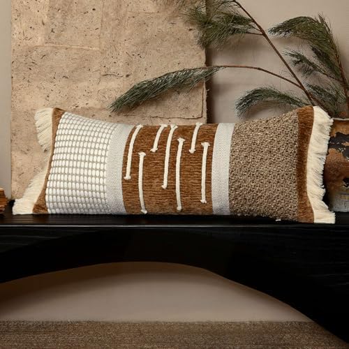 Orange Decorative Boho Body Pillow Cover 12x28 - Image 2