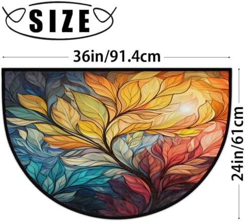 Abstract Leaf Door Mat for Outdoor Indoor Welcome Mat Half Round Doormat Entryway Rug 24" x 36" Door Mats for Home - Image 2