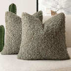 Foindtower Decorative Fuzzy Faux Fur Throw Pillow Covers 20x20 Sage Green by Foindtower