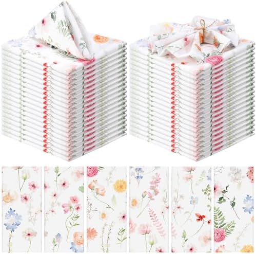 24 Pcs Fresh Floral Cloth Napkins for Wedding Wildflower 15" x 15" by Unknown