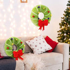 Shellwei 2 Set Christmas Wreath Pillows with Red Bow 15.75 Inch - Image 5