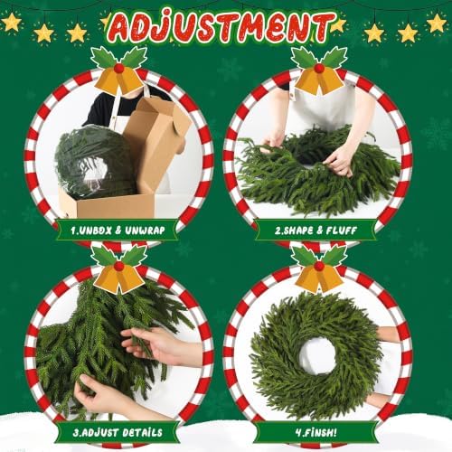 26" Large Norfolk Pine Wreath, Artificial Christmas Wreath for Front Door - Image 7