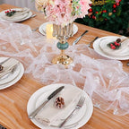 Snowkingdom 6 Pcs Christmas Snowflake Table Runners, 120 Inch Sheer Chiffon Gauze Cheesecloth, Silver Glitter Sequin Metallic Party Dining Table Decorations for Christmas Winter Holiday New Year - Image 6