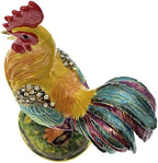Enameled Country Rooster Trinket Box, Accented with Austrian Crystals, 3.5 Inches Tall - Image 5