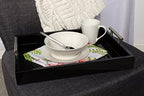 Kate and Laurel Lipton Decorative Tray with Polished Metal Handles, Black and Silver - Image 4