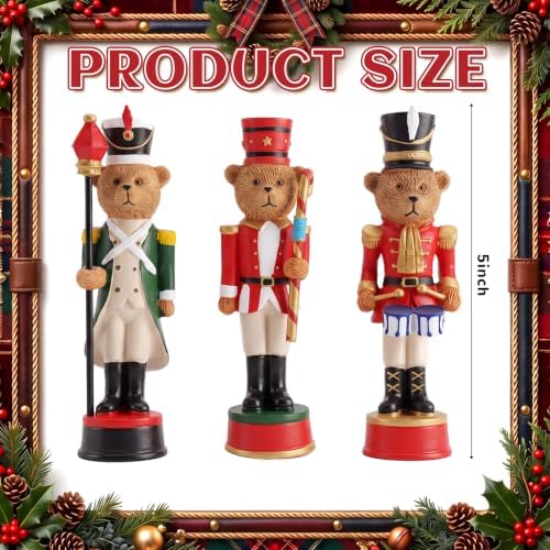 Simgoing 3 Pcs Vintage Christmas Nutcracker 5 in Bear Nutcracker Figurine - Image 2