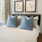 MIULEE Pack of 2 Light Blue Euro Shams Chenille Pillow Covers 26x26 Inch - Image 3