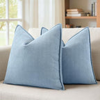 MIULEE Pack of 2 Light Blue Euro Shams Chenille Pillow Covers 22x22 Inch by MIULEE