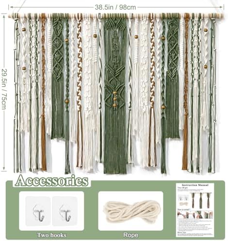 MEIVINES Macrame Wall Hanging Large Boho Tapestry Macrame Wall Art Decor - Image 3
