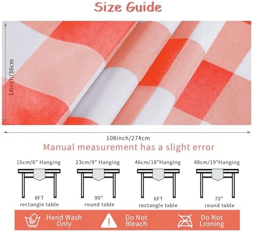 Cupuamon Fabric Checkered Table Runner 12 Pack Waterproof Gingham Table Runner 14W x 108L Buffalo Check Table Runners for Parties Kitchen Dining Wedding Banquet (Red and White) - Image 4