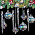 18 Pcs Iridescent Christmas Glass Ornaments Ball Icicle Drop Ornaments by Seematn