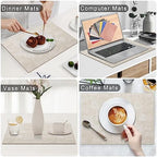Homaxy PU Faux Leather Placemats for Dining Table, Set of 8, Beige - Image 6