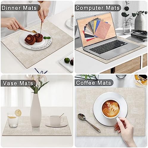 Homaxy PU Faux Leather Placemats for Dining Table, Set of 8, Beige - Image 6