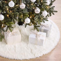 White Faux Fur Christmas Tree Skirt 60 Inch Plush Tree Skirt by Skylety