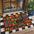 Funny The Entrance Way Outside Personalized Rug with Heavy-Duty Non Slip Outdoor Coconut Coir Doormat Pets Lover Gift 23.6 x 15.7 inch (Colorful African Style Boho) - Image 3