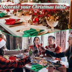 Ziliny 16 Pcs Cotton Christmas Napkins and Rings Set, 8 Washable Thanksgiving Napkins Cloth, 8 Xmas Napkin Rings for Xmas Dinner Party Table Decoration(Classic Style) - Image 4