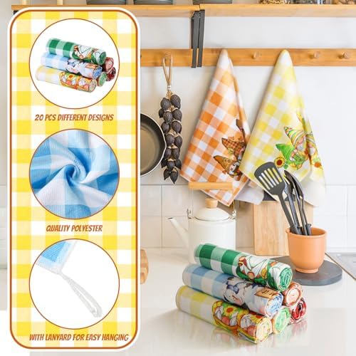 FuWeave Gnome Cute 20 Pcs Seasonal Holiday Kitchen Hand Towels Set - Image 4