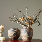 Smiletag Rustic Vase for Home Decor, Farmhouse Terracotta Vases, Stone Vases, Large Vases for Living Room Decor, Rustic Flower Vase Decoration for Living Room - Image 3