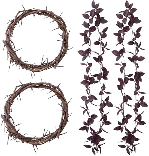 Vicenpal 2 Pcs 10.5" Crown of Thorns Easter Church Cross Decor Jesus Crown Headpiece from Bethlehem Jerusalem Easter Holy Week Wreath Ornament by Vicenpal