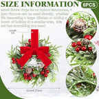 Dingion 12 Pcs Mini Christmas Kitchen Cabinet Wreath, Pine Berries Snowy - Image 3
