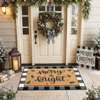 Tinideya 2 Pcs Christmas Door Mat Outdoor Layered Merry Bright Welcome Mat - Image 3