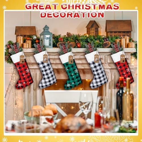 Shinymoon 12 Pack Christmas Stockings Bulk, Green, Red, White, Cute - Image 4