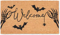 Halloween Welcome Coir Doormat 17"x30", Outdoor Front Door Mat with Bats Skeleton Hands and Spider Design, PVC Non Slip Backing, Fall Halloween Welcome Mat for Front Porch Entryway Decor by Fallovea