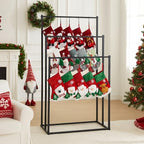 MorningRo 3 Tier Christmas Stocking Holder Stand for Floor, 20 Hook Stocking Hanger Rack, Black Holiday Display Decoration Holder, Heavy Duty Metal Tubes with Removable Adjustable Hook - Image 6